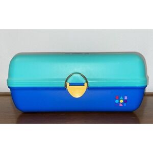Vintage Teal & Blue Caboodles Makeup Art Storage Train‎ Case